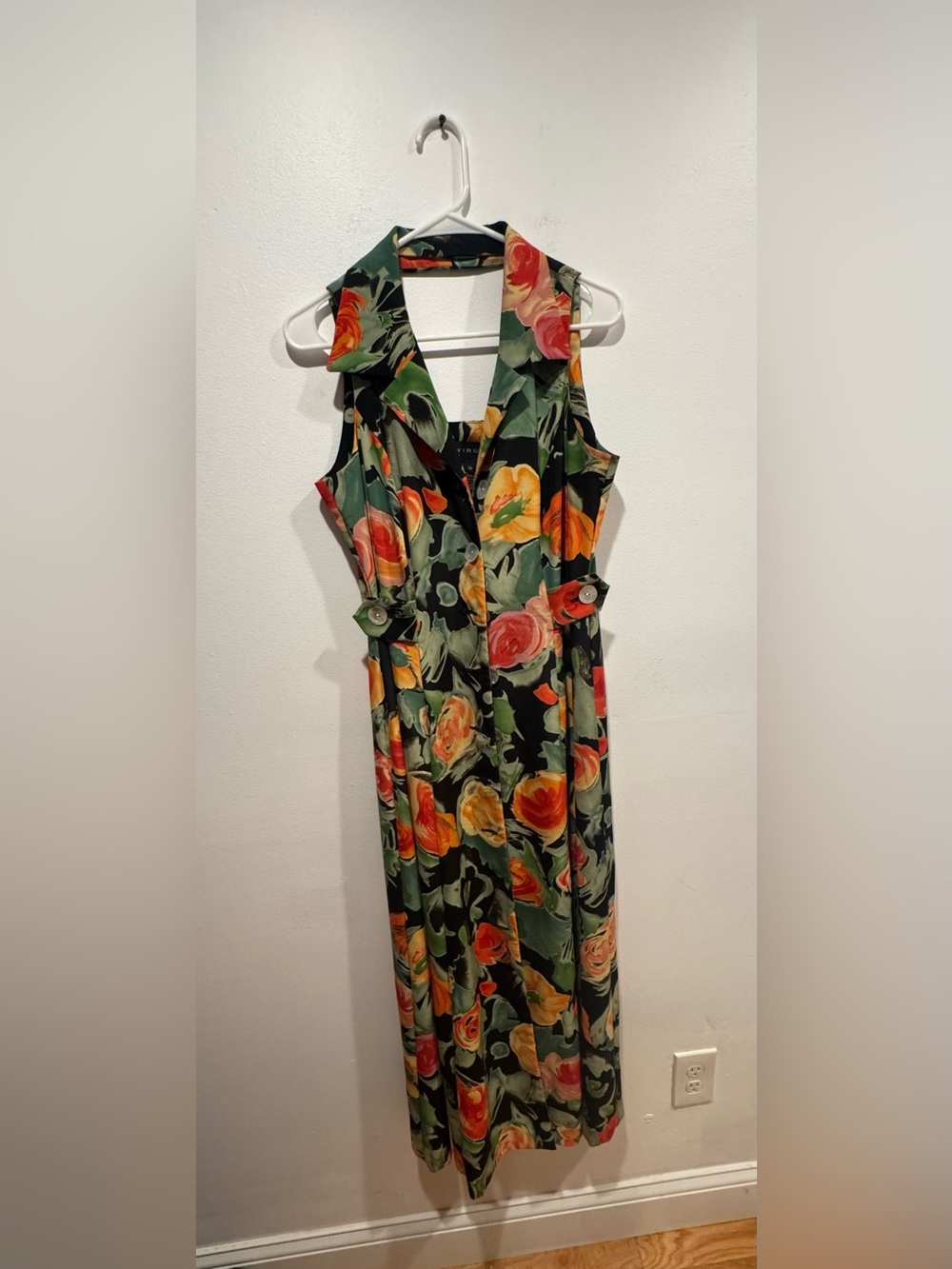 Virgo Vintage Floral Button Down Maxi Dress